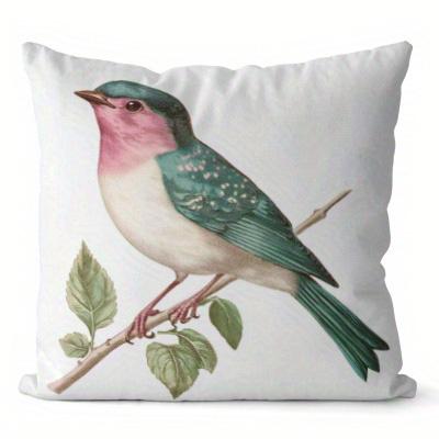 Home Decor Enchanting Birds And Blossoms Pillow Covers Pattern Cushion Cover Suitable For Sofa Bedroom Car Pillow Cover