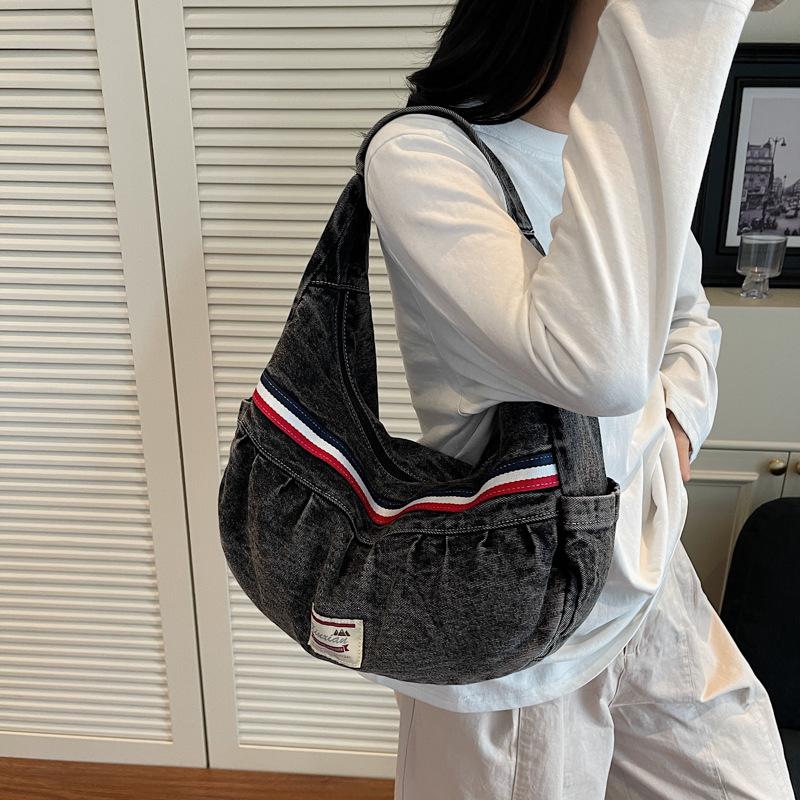 Denim Tasche Damen Große Kapazität Sommer Vielseitig Schulter Unterarmtasche Lässig Arbeit Pendler Knödeltasche