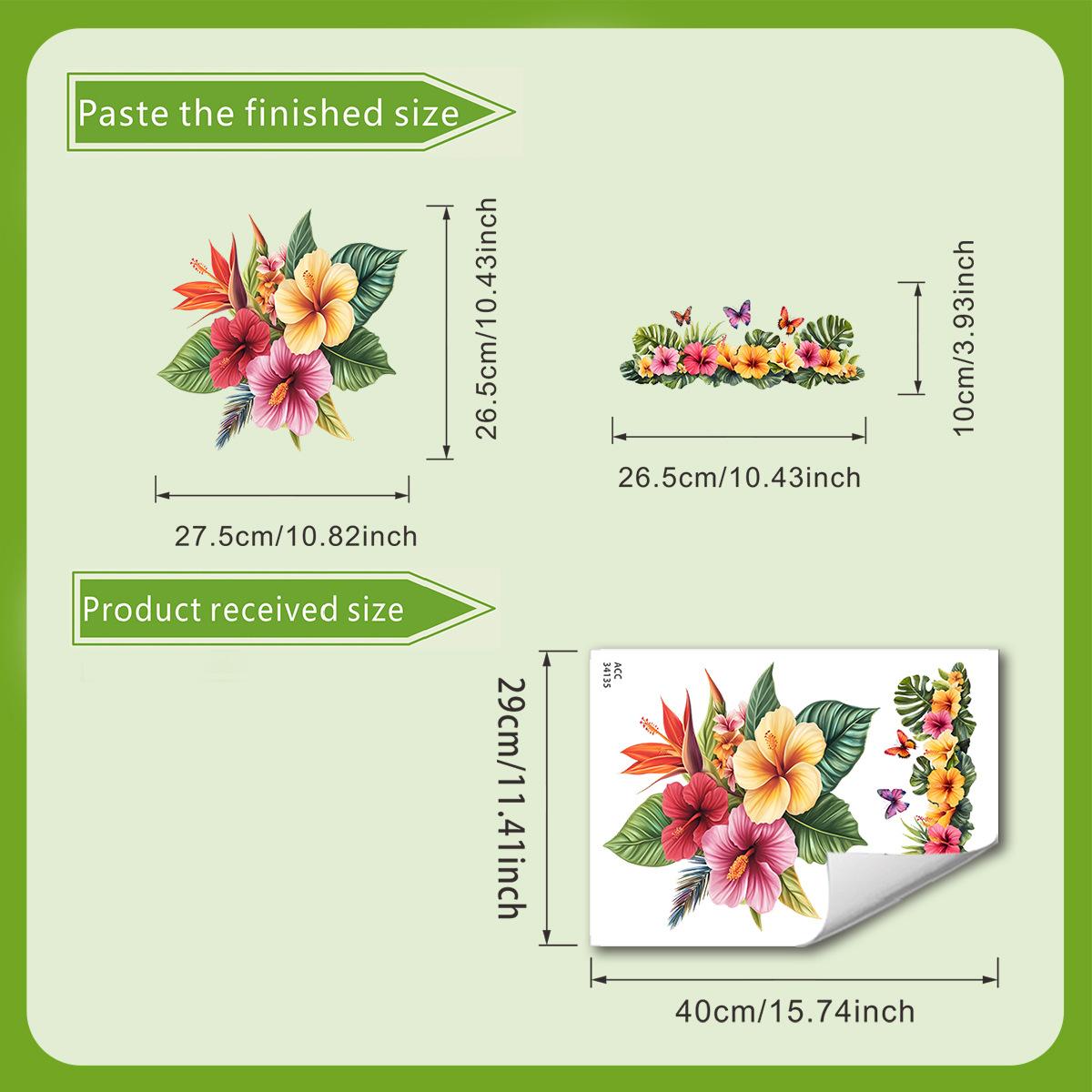 

Тропические цветочные наклейки на унитаз с бабочками, Декоративные наклейки для ванной комнаты 30*40cm