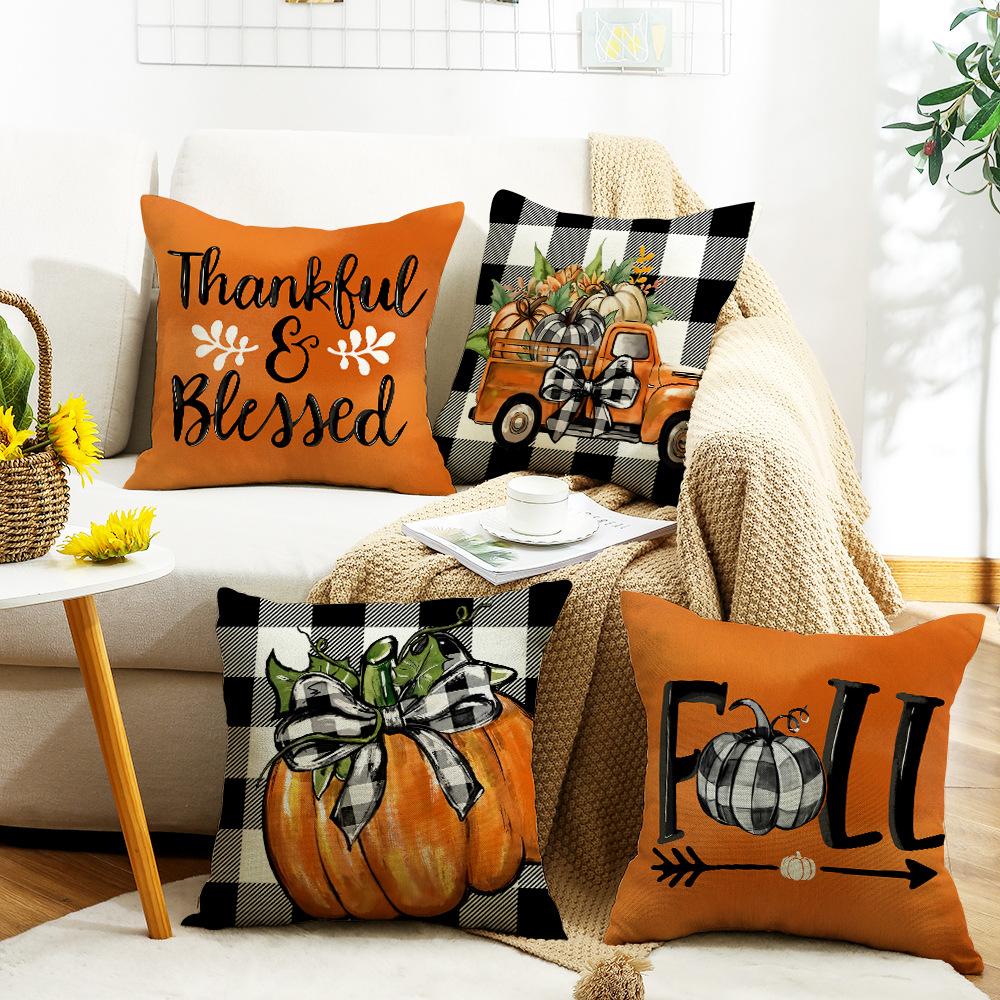 Autumn Thanksgiving Letter Print Pillowcase Festive Atmosphere Decoration Bedroom Living Room Sofa Pillowcase