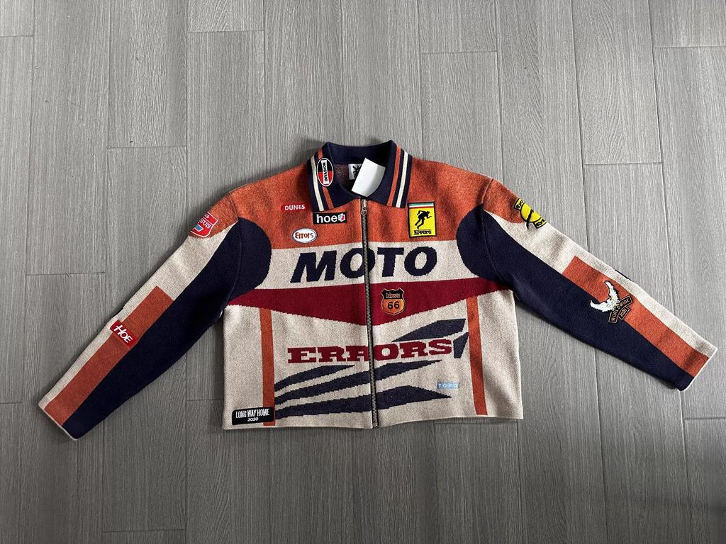 Heavyweight Men's Biker Racing Knit Cardigan Jacket