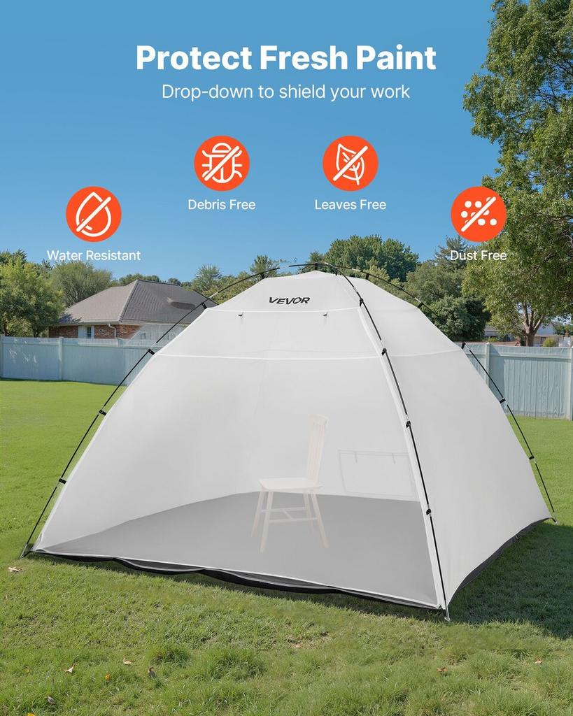 Portable Paint Booth Tent, 2950 x 2920 x 2020mm Painting Tent Station, Spray Shelter with Built-in Floor & Mesh Screen, Large Space, Oxford Spray