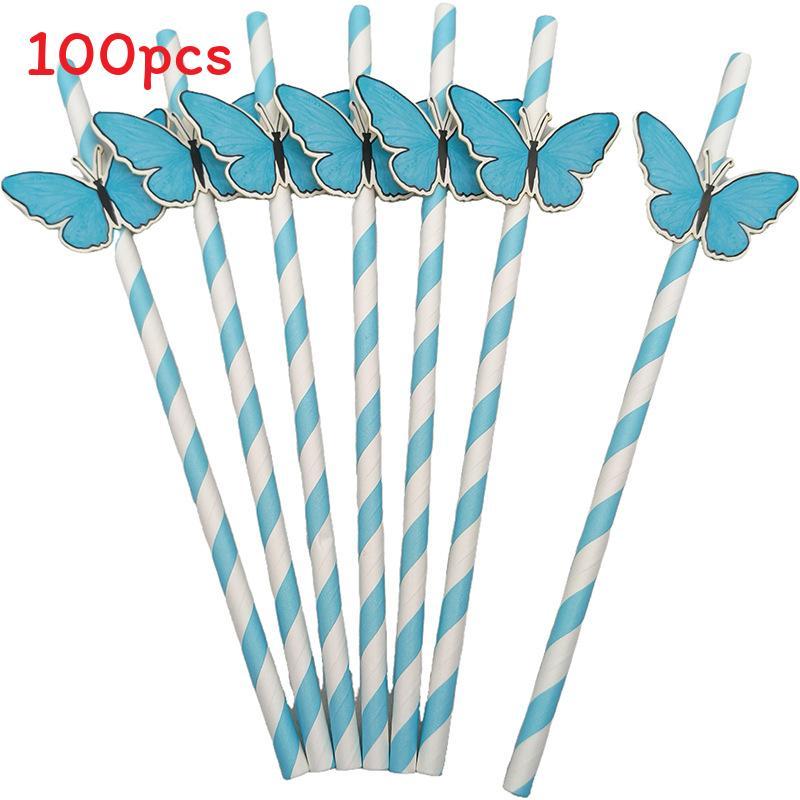 Butterfly Card Disposable Ecofriendly Paper Drinking Straw For Party Decor And Cocktails