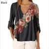 Women's V-neck Floral Print Shirt Top Chiffon Shirt