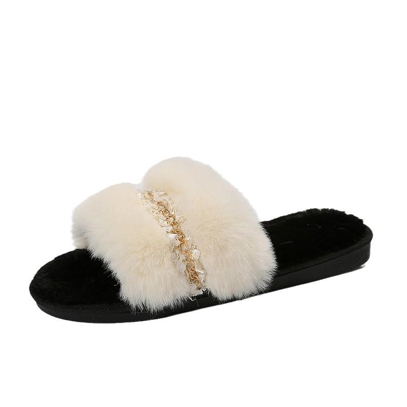 European Style Plush Thick-Sole Women's Slippers for Indoor/Outdoor Winter Use