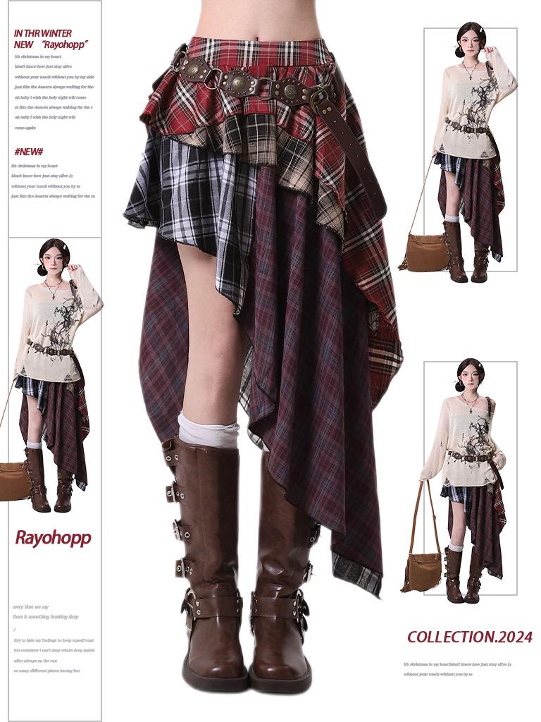 Retro Y2K Plaid Pleated Mini Skirt - High Waist, Sporty Style, Spring/Summer Fashion for Women