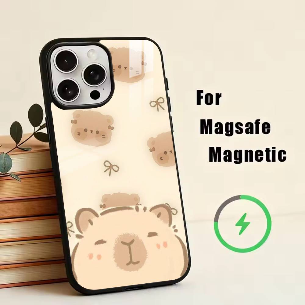 Cute K-Kawaii Capybara   Phone Case For iPhone17,16,15,14,13,12,11 Plus,Pro Magnetic with Magsafe Wireless Charging