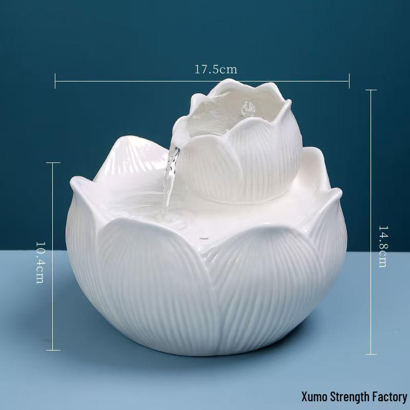 Ceramic Automatic Pet Water Fountain - Dynamic Circulating Bowl for Cats and Dogs, No Plug-in Required