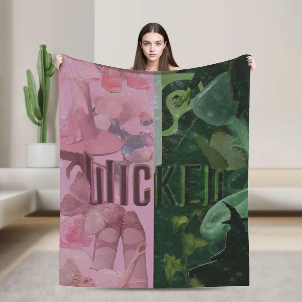 Soft Blanket Travel Wicked Elphaba & Glinda Tonal Throw Blanket Flannel Bedspread For Couch Chair Novelty Sofa Bed Cover