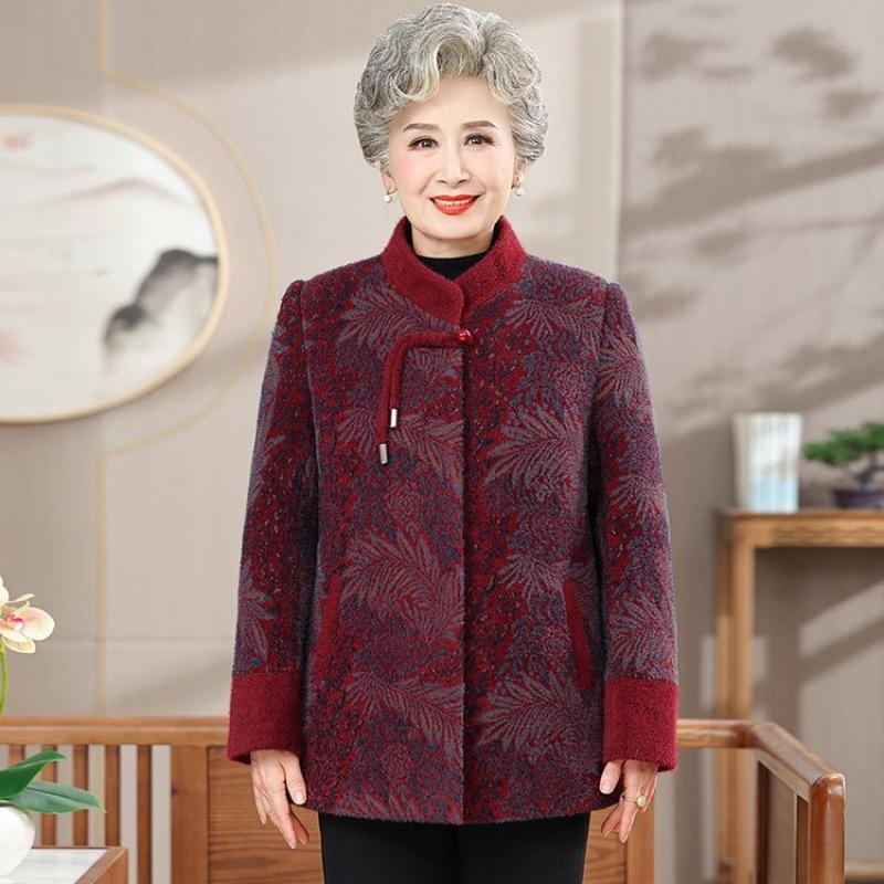 Winter Woolen Coat Women Small Autumn and Winter Old Lady Velvet Clothes