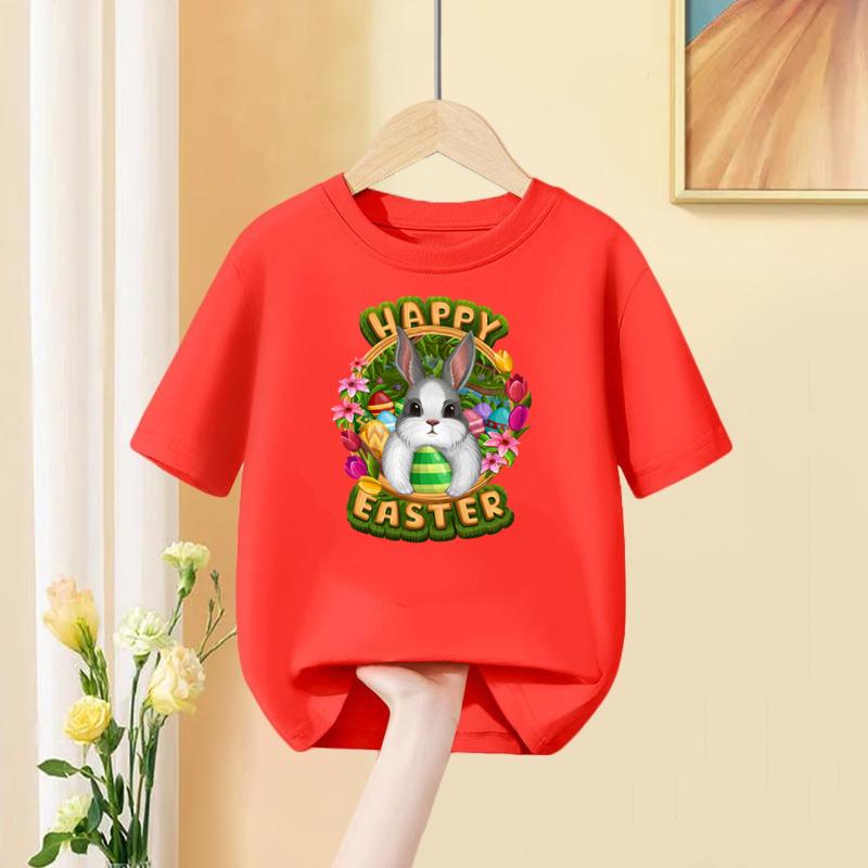 

Aimi Lakana Girl Easter Day T-shirt Rabbit& Bunny Cartoon Clothes Children Short sleeved Top Summer Shirt 3-14T 150
