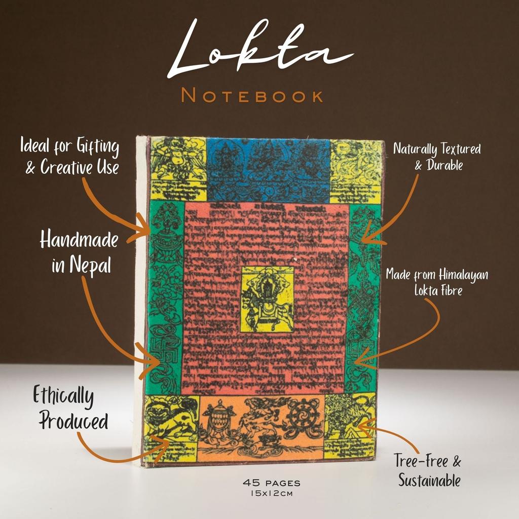 Lokta Traditional Prayer Flag Notebook – Medium (15x12cm) – 45 Leaves – Natural