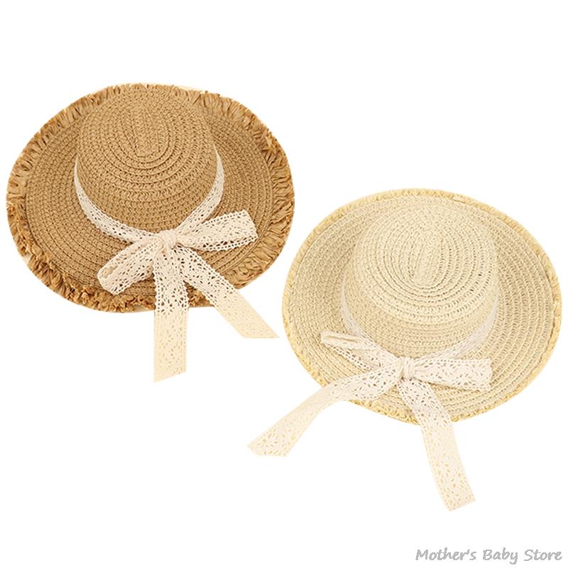 1PC Dollhouse Handmade Straw Hat Sun Cap For 1/6 Doll Accessories Doll Cute Hat With Bow Decoration Doll Hat Children's Toy Gift