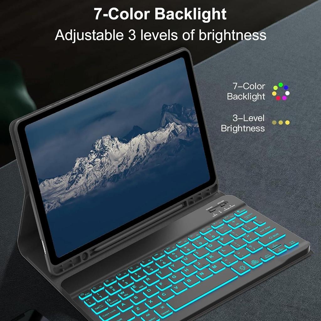 Samsung Tablet A9 Plus 11 Protective Leather Keyboard Case with Backlit Bluetooth and Pen Slot A11+