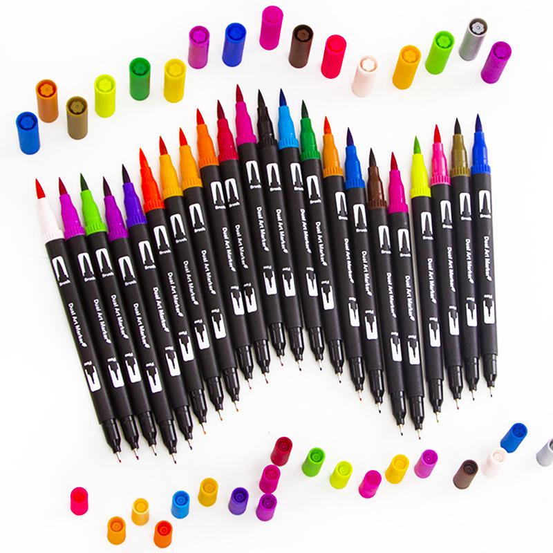 120-Color Double-Ended Soft Tip Watercolor Pen Set for Children's Drawing Art Supplies