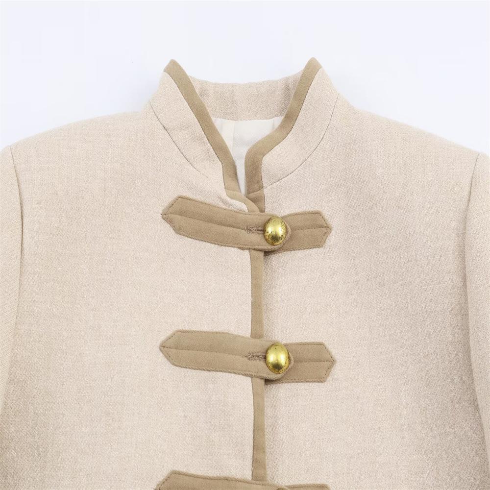 Foreign trade women's clothing spring new fashion temperament retro style versatile long-sleeved short jacket
