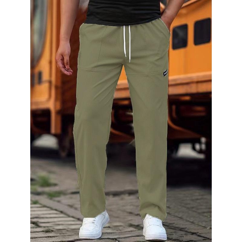 

Мужские прямые спортивные брюки, повседневные тонкие спортивные брюки с завязками на талии, весна и лето XL оливковый
