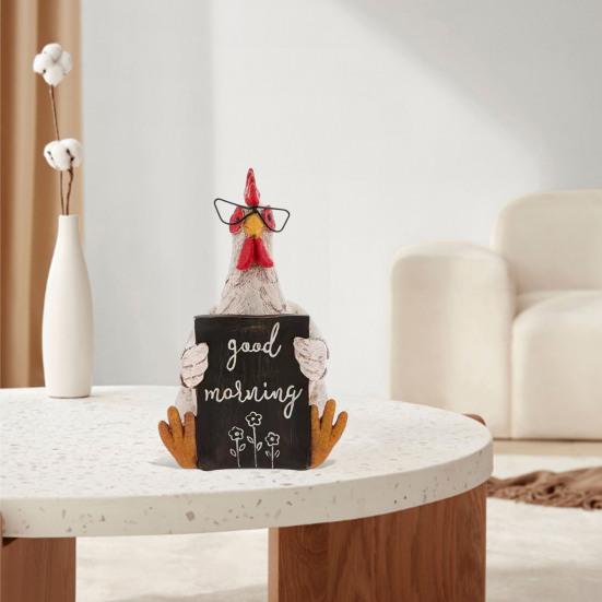 Dobré ráno Kuřecí figurka Pryskyřice Sedící Ležící Slepice Socha Socha Domácí kancelář Stolní polička Dekorace Ornament Festival Dárek