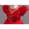 Girls Short Sleeve Tulle Sequin Princess Dress For Birthday Party