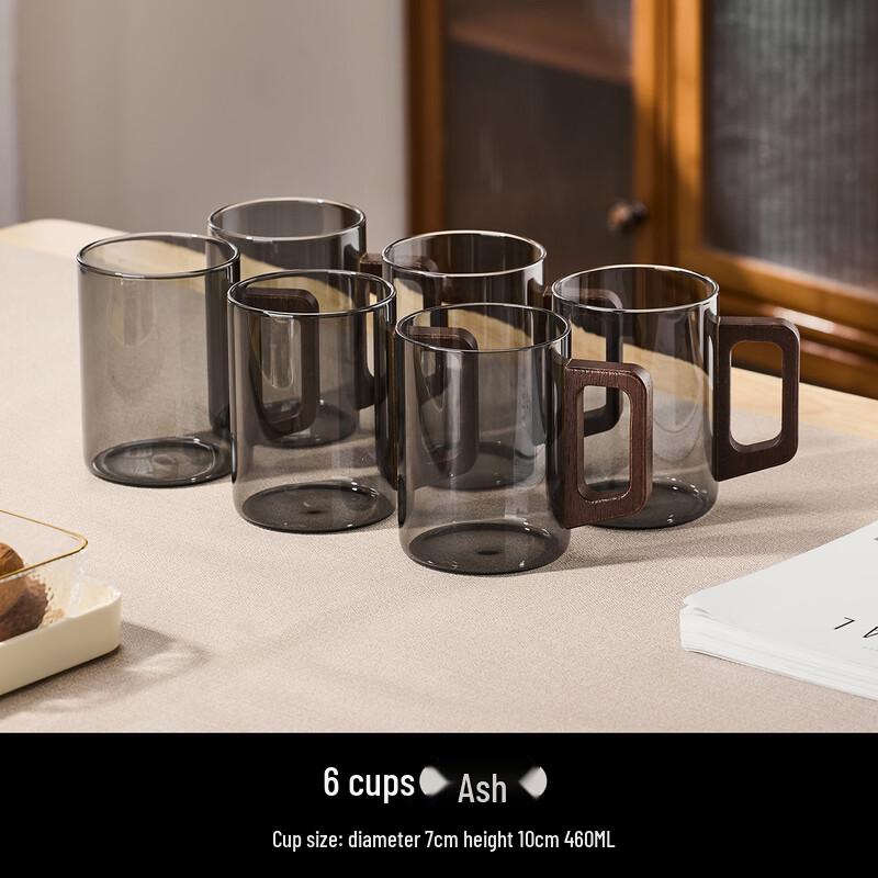 Handun High Borosilicate Glass Mug Set, 6-Pack