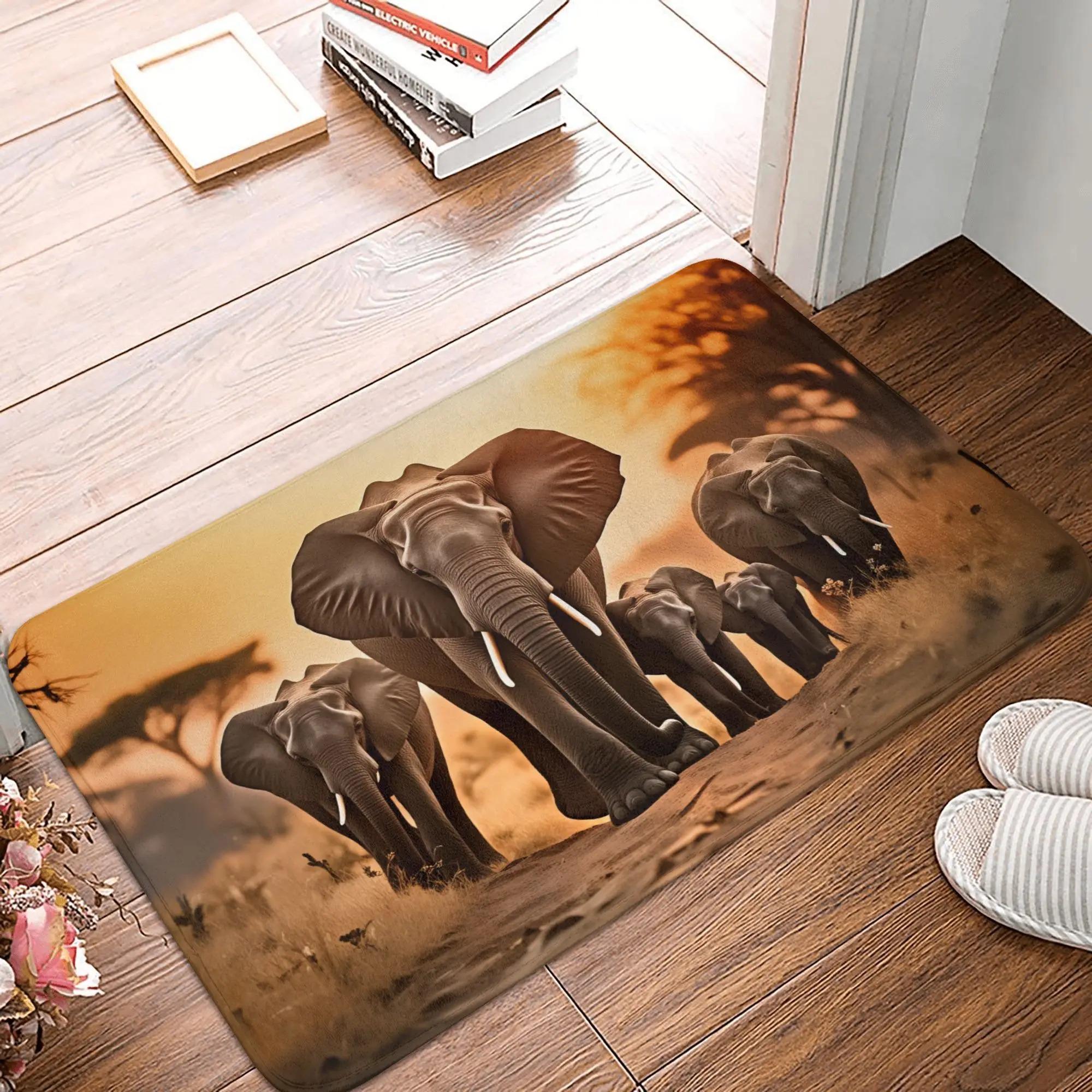 

Yin Yang Elephant Tree of Life Design Doormat Non-Slip Entrance Bath Kitchen Floor Door Mat Toilet Rug Carpet Footpad Door Mat 30x50cm