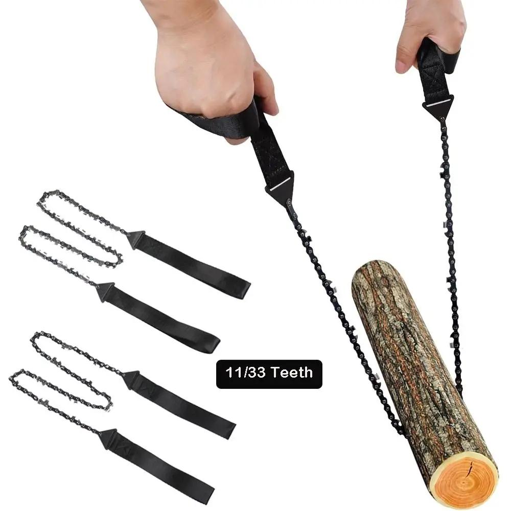 High Quality Portable Wire Saw 11/33 Teeth with Pouch Survival Chainsaw Durable Multi Function Pocket Manual Saw Field Work Orange-11 Teeth