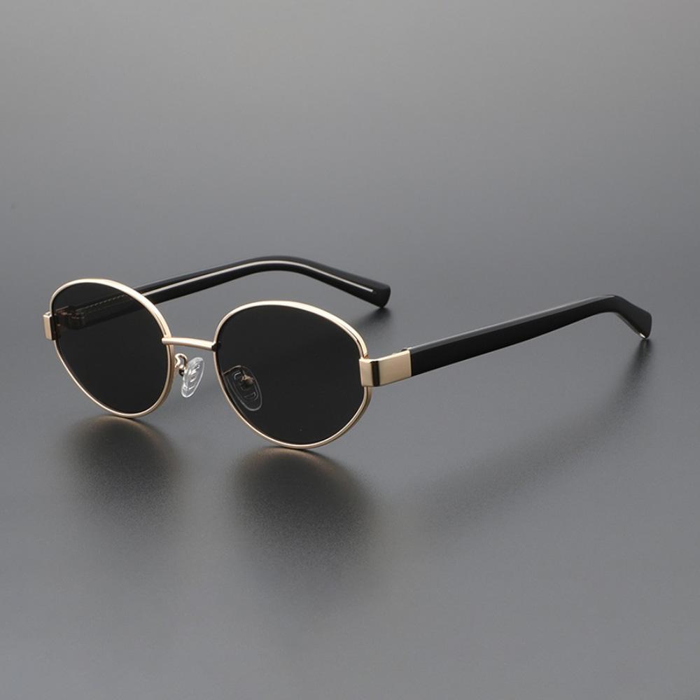 1pc Retro Oval Sunglasses for Women Men UV400 Protection Trendy Metal Classic Shades