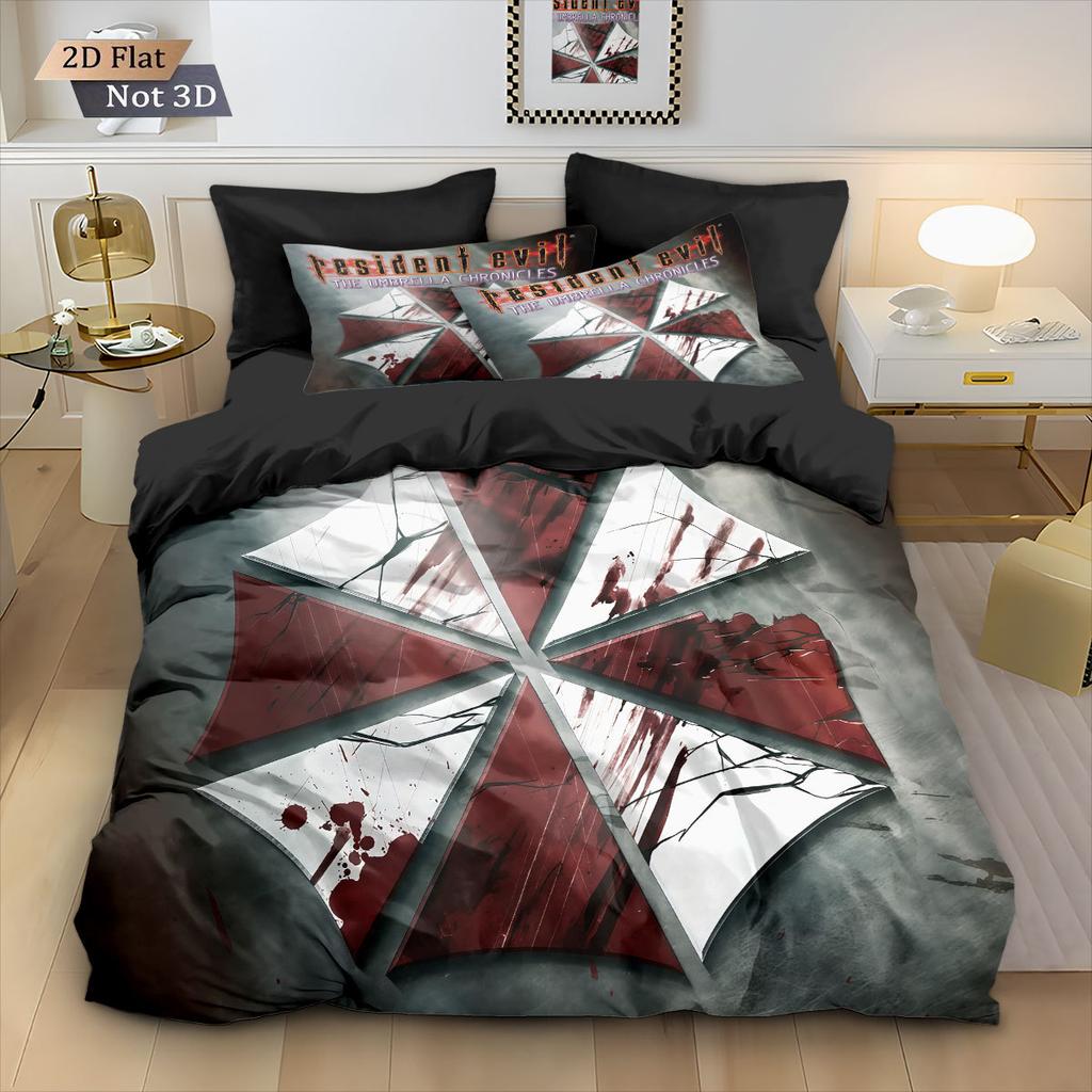 Black Player Game Bedding Set Resident Evil Quilt Cover With Pillowcases 3D Digital Printed Bedding Set Twin Full Queen King
