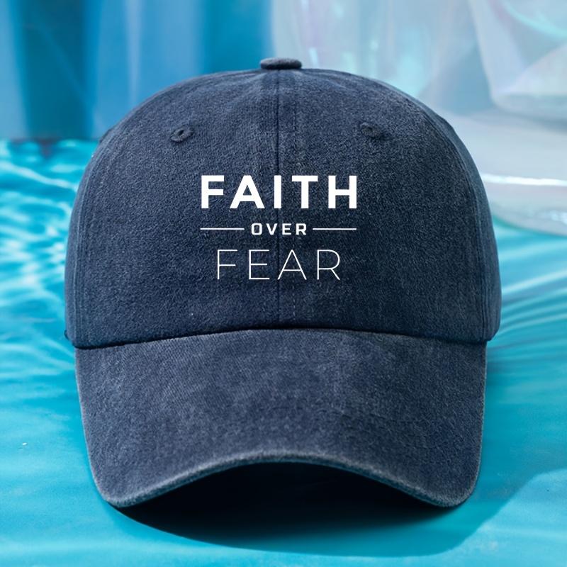 Vintage Dad Hat Lightweight Polyester Vintage Washed Baseball Cap  Adjustable Faith Over Fear Dad Hat  Multiple Colors