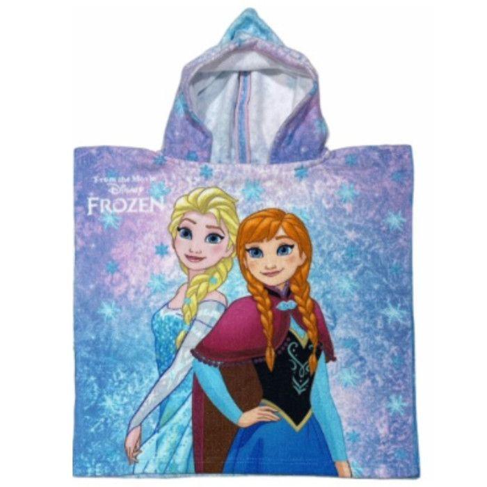 Poncho de bain La Reine des Neiges à capuche - Couleur:Bleu Taille:Taille Unique - Bleu