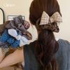 Autumn and Winter Fabric Art Grid Bow Hair Band Exquisite Large Intestine Hair Band Fashionable Versatile Hair Accessories Headgear