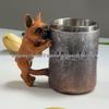 Bicchiere da Vino in Resina con Manico a Forma di Cucciolo - Tazza Creativa in Acciaio Inossidabile per Decorazioni Personalizzate