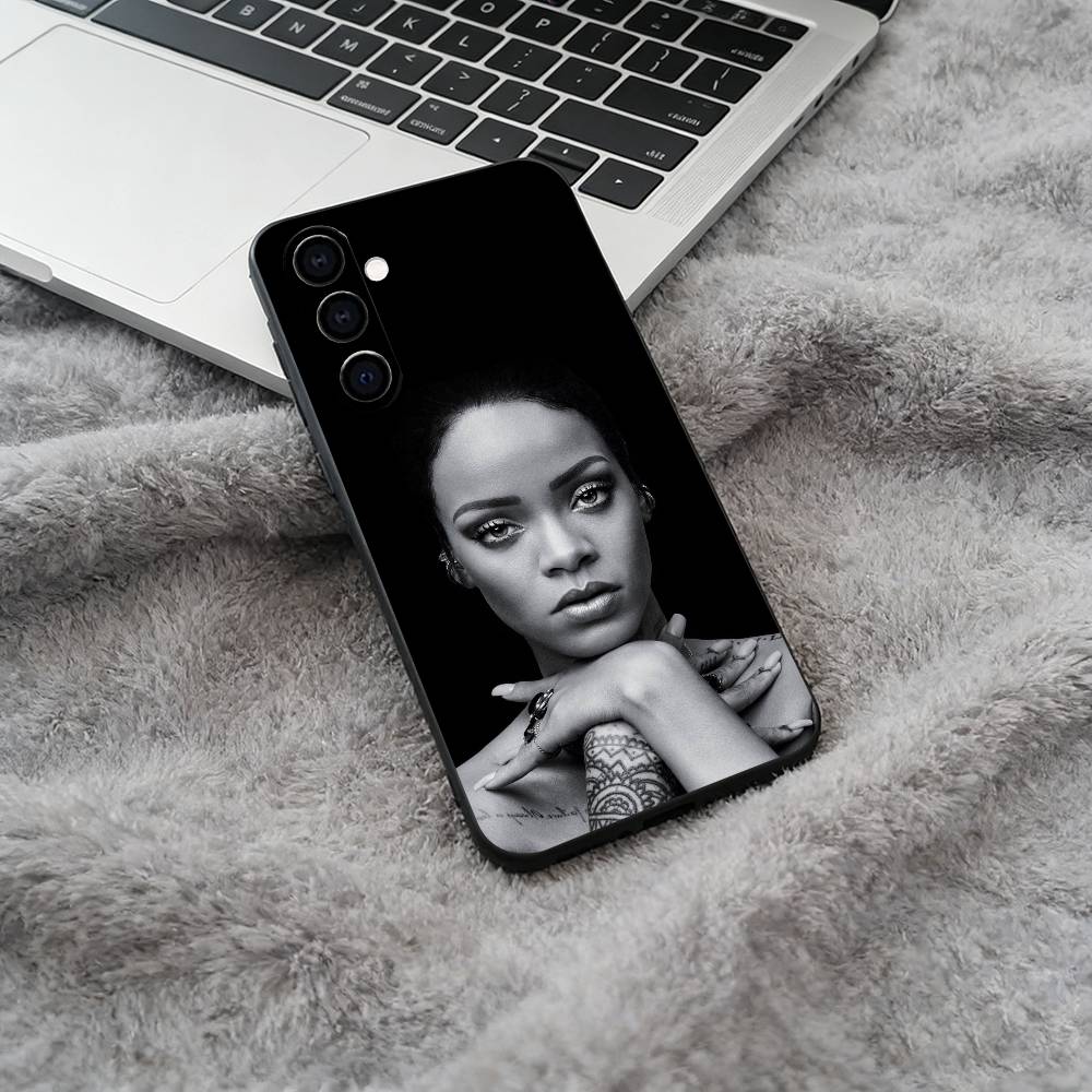 R-Rihanna-pop diva Black Soft Silicone Phone Case for Samsung Galaxy A73, A71, A72, A70, A53, A52, A51