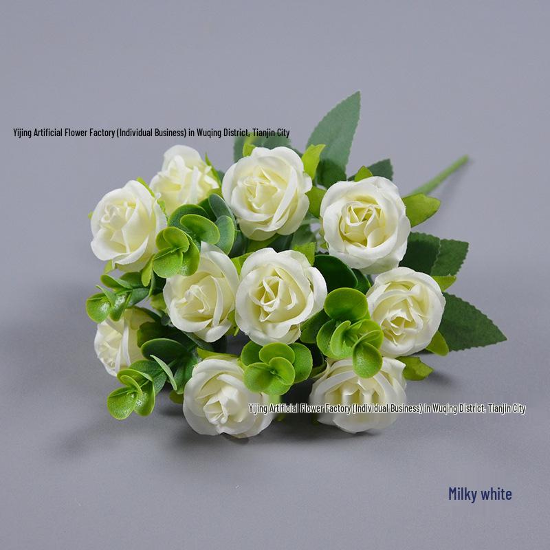 European Style Gold Rose Bouquet with Small Buds for Bridal Decorations