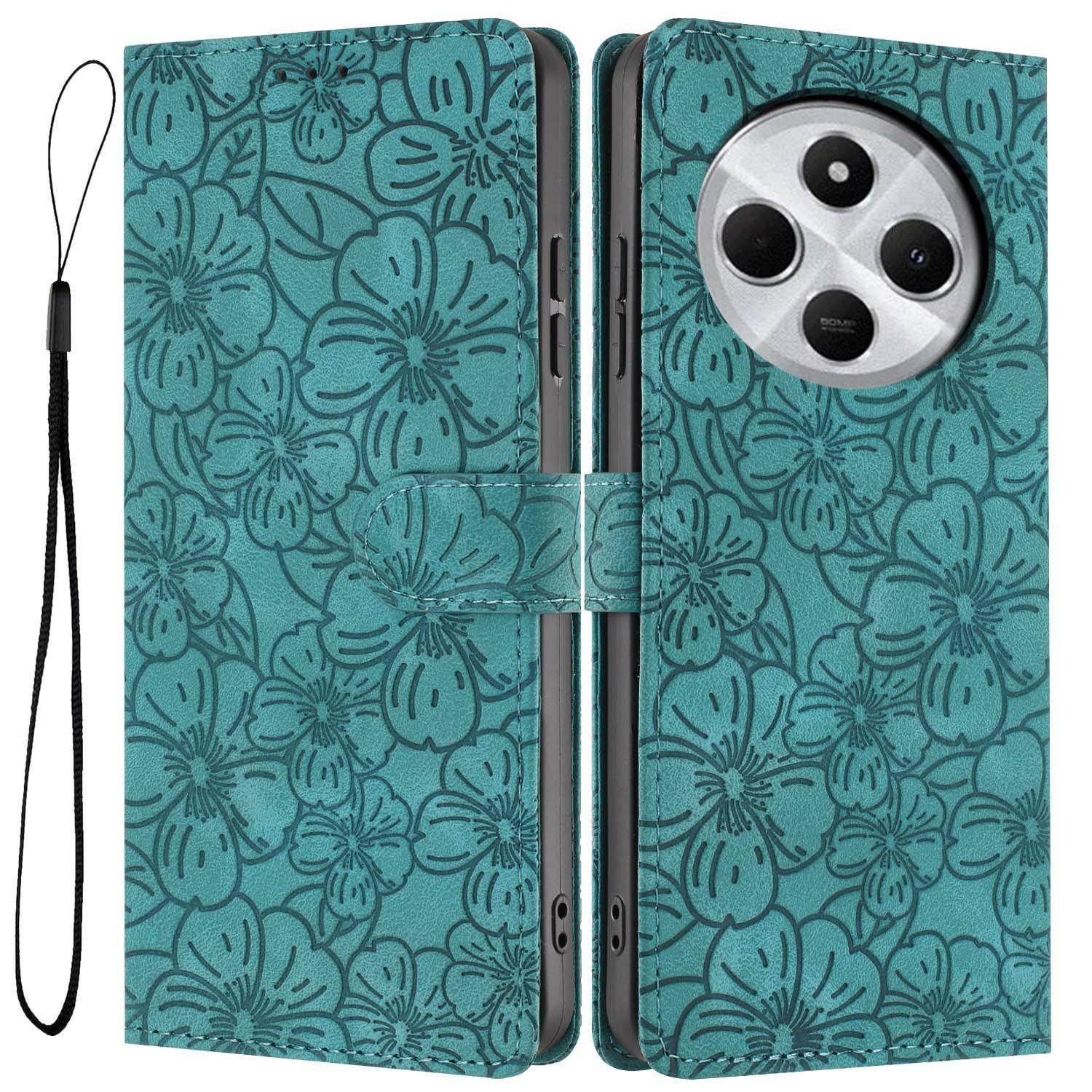 

Flip Case For Xiaomi Redmi 14R 5G/14C 4G/Poco C75 4G Leather Phone Cover Cherry Blossom Pattern Wallet Stand with Wrist Strap