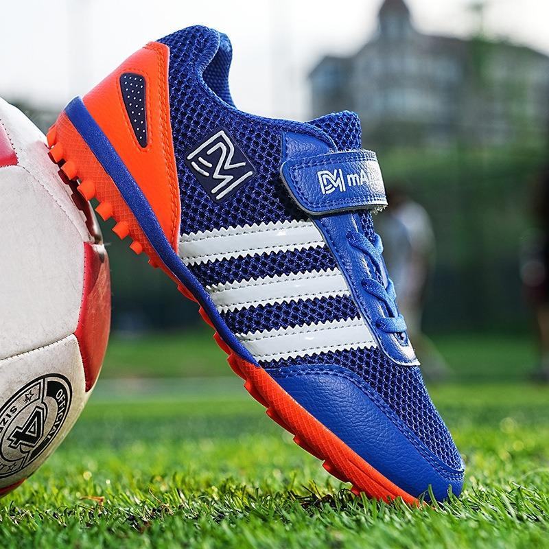 Kids' Soccer Shoes Breathable Mesh Upper Strap Non-slip Turf Sole Sports Shoes Sneakers