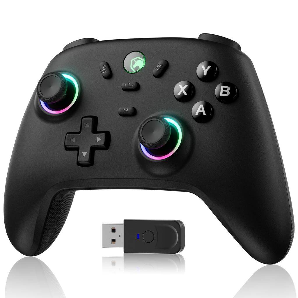 PC Controller, WirelessWired, with 2.4G Receiver, Hall Effect Stick, RGB Lighting, 1000Hz Polling Rate, Turbo Fire, Adjustable Vibration, 800mAh,