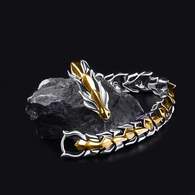 Mode Hip Hop argent tête de Dragon Dragon Lin Bracelet rétro exagéré hommes Dragon Bracelet bijoux hommes accessoires cadeaux