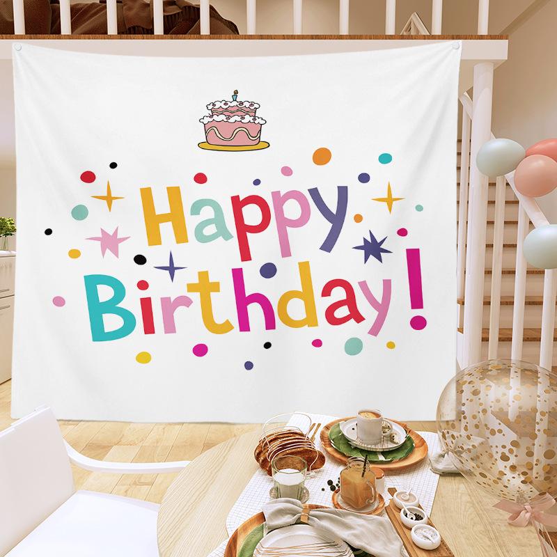 Birthday Party Decoration Tapestry Photo Background Cloth Ins Hanging Cloth Children's Meeting Scene Arrangement Background Wall Photo