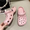 Zapatos de agujeros con suela gruesa para uso exterior de verano DIY dulce y fresco estilo Y2K estrella de cinco puntas elevador de bolsa zapatillas frescas