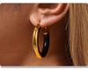 Qiong Yao European Style Circle Drip Oil Earrings, 18K Gold-Plated Stainless Steel, Hypoallergenic, Color-Retentive, Women's.