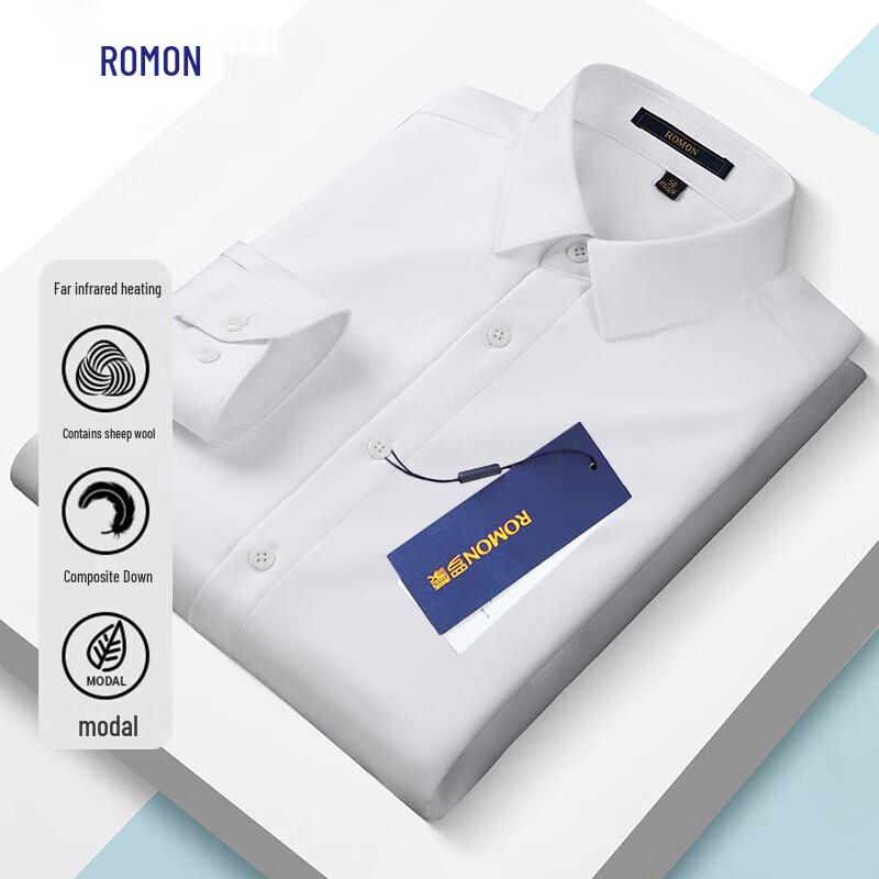 Romon Men s 3D Composite Down Wool Blend Long Sleeve Shirt 185