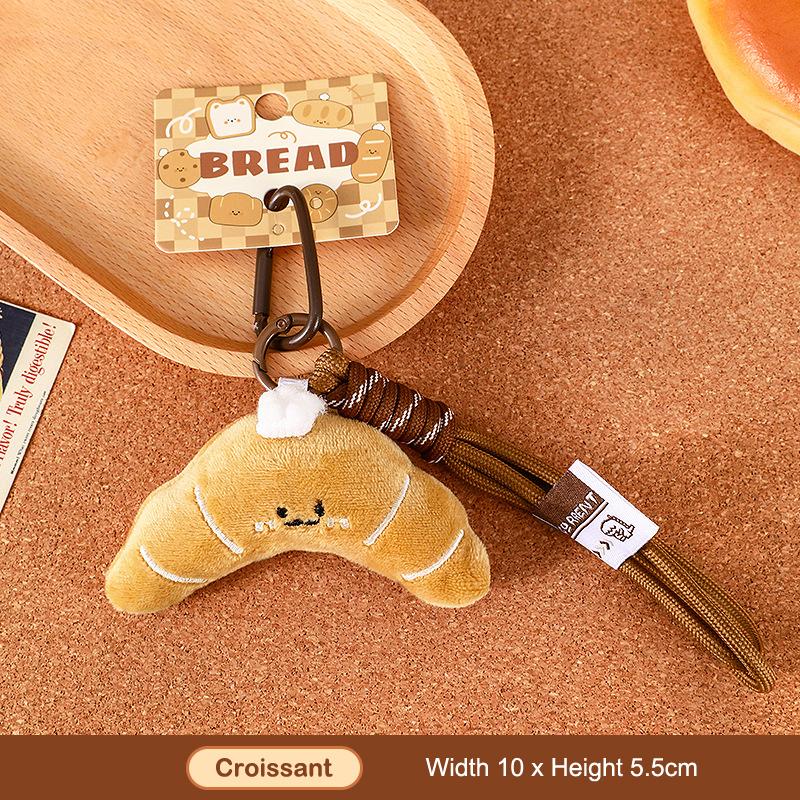 

Cute Bread Plush Toy Braided Rope Keychain Donuts Soft Stuffed Doll Pendant Car Key Ring Backpack Bag Decor Kid Gift
