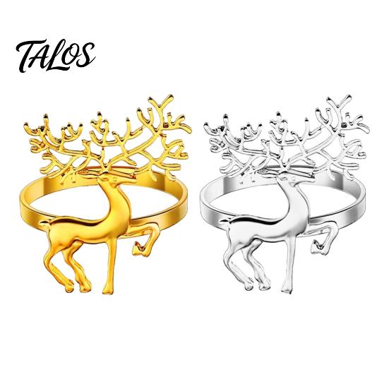 Festive Napkin Decor Christmas Deer Ring, Alloy Elk Holder, Holiday Metal Holders for Table Ring Winter Party Dining Decoration Rings Dinner