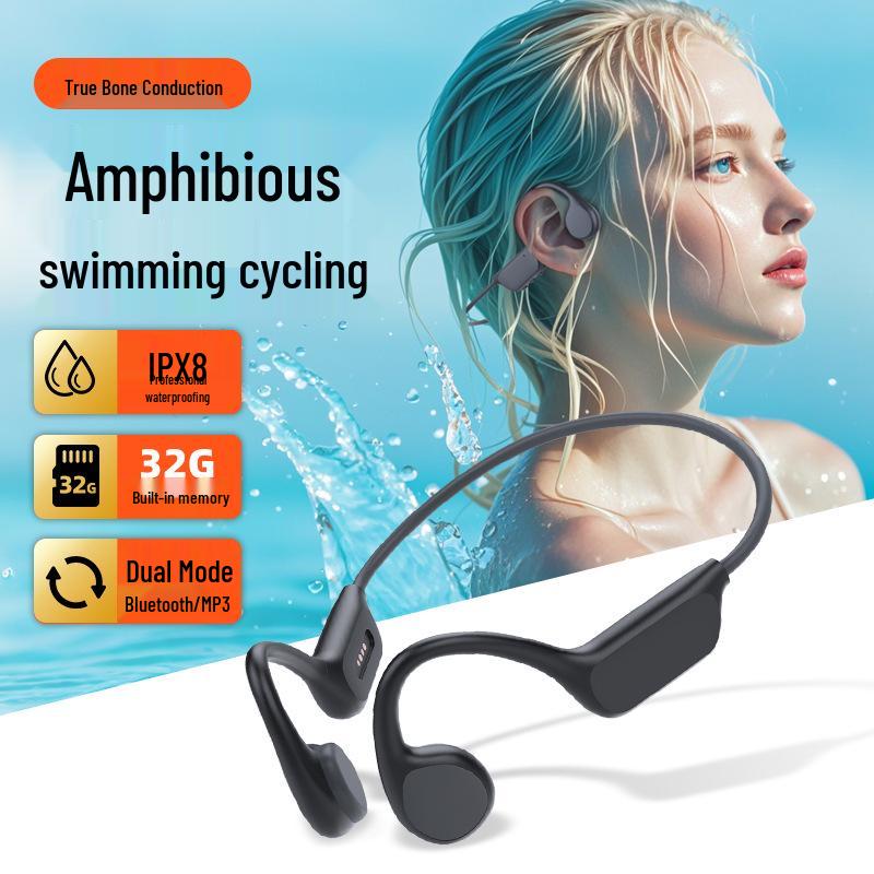 Cross-border X7s Bone Conduction Headphones: Comfortable, Open-Ear Sports Design, 32GB Built-in Storage, Bluetooth for Swimming.