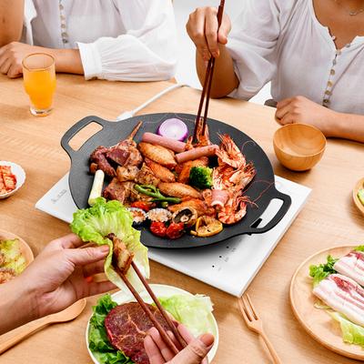 Yousheng Kore Tarzı Barbekü Izgara Tavası Ocak Üstü için Yapışmaz Yuvarlak Kızartma Tavası Saplı Krep Izgara Tavası İç Mekan Pişirme için