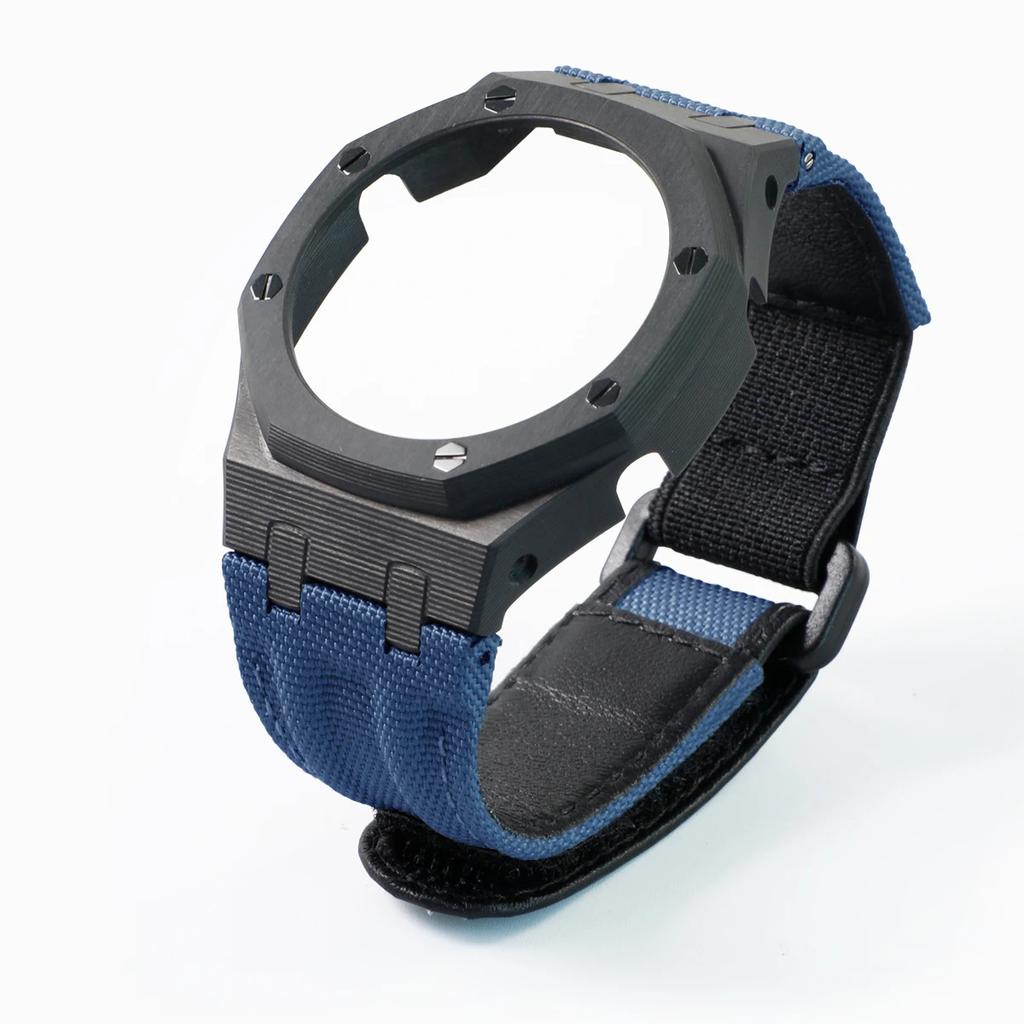 GA-2100 Carbon Fiber Case & Nylon Strap Set for Casio GA2100/2110/B2100/GM2100/GBM2100-Shock Resistant Watch Mod Kit Accessories