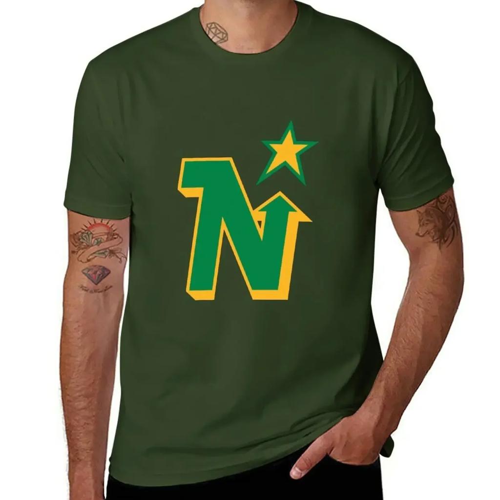 Minnesota North Stars Vintage Hockey Vintage Logo T-Shirt Summer Tops Tees Quick Drying Men's T-shirt