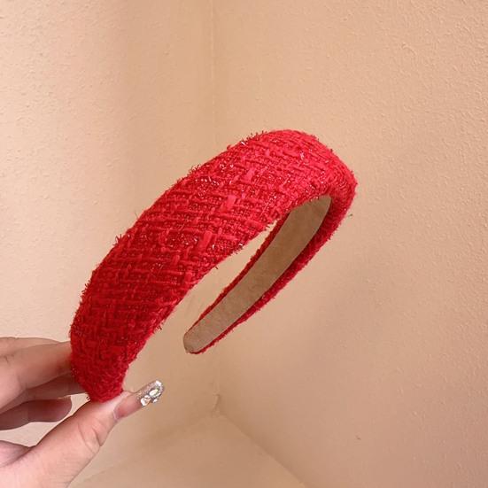 Women Hairband Retro Fabric Covered Soft Elasticn Anti-slip Head Decoration Hair Organization New Year Festive Hair Hoop Hair Accessories