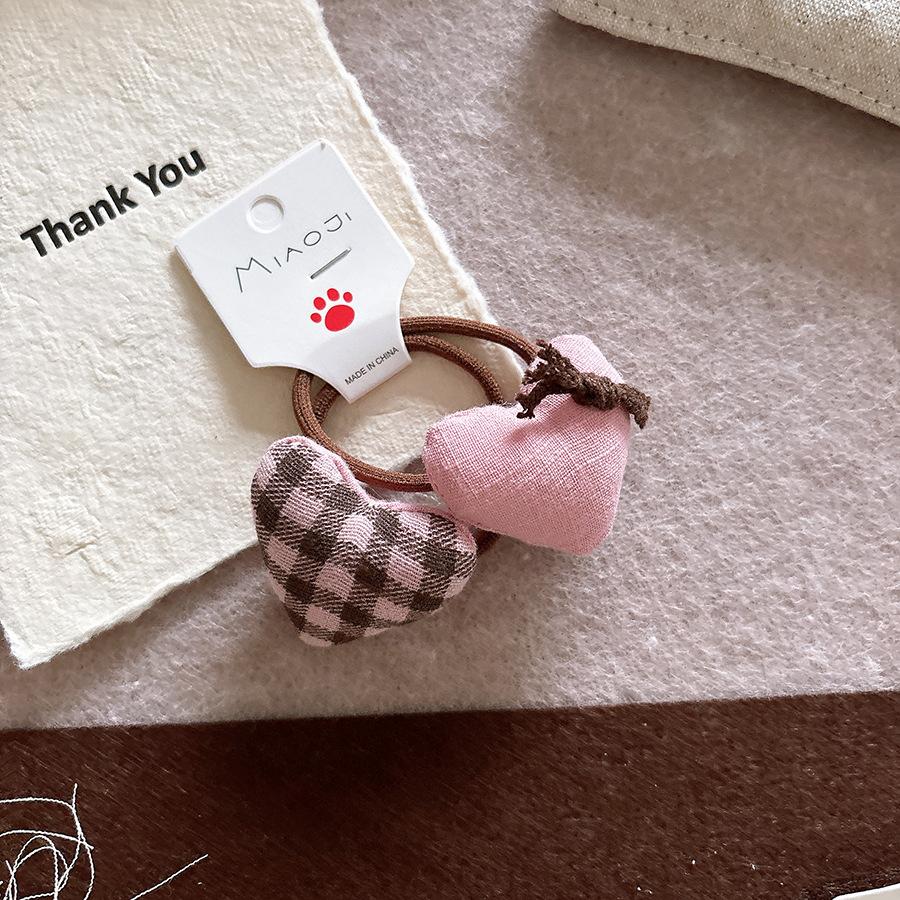 Korean Style Fabric Bow Side Hairpin Sweet Coffee Pink Children's Hair Accessories Plaid Star Hair Rope Bangs Hair Clips 5-6cm